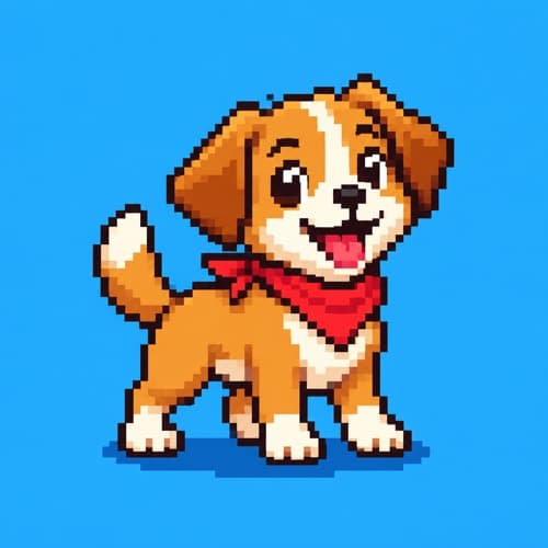 Bonk Cuzin, a pixel art cartoon dog