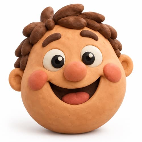 Numb Chuck, a claymation style round cartoon face