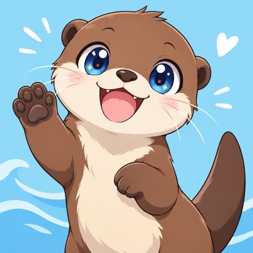 Overdraft Otter, a cute anime style cartoon otter