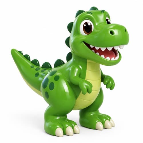 Rugpull Rex, a 3D rendered cartoon dinosaur toy
