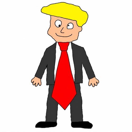 Tromp, a deliberately badly drawn businessman mascot